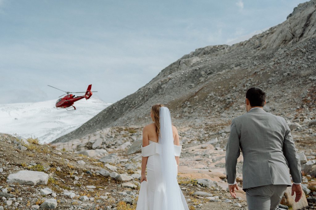 Destination wedding photographer captures couple in helicopter elopement in Whistler