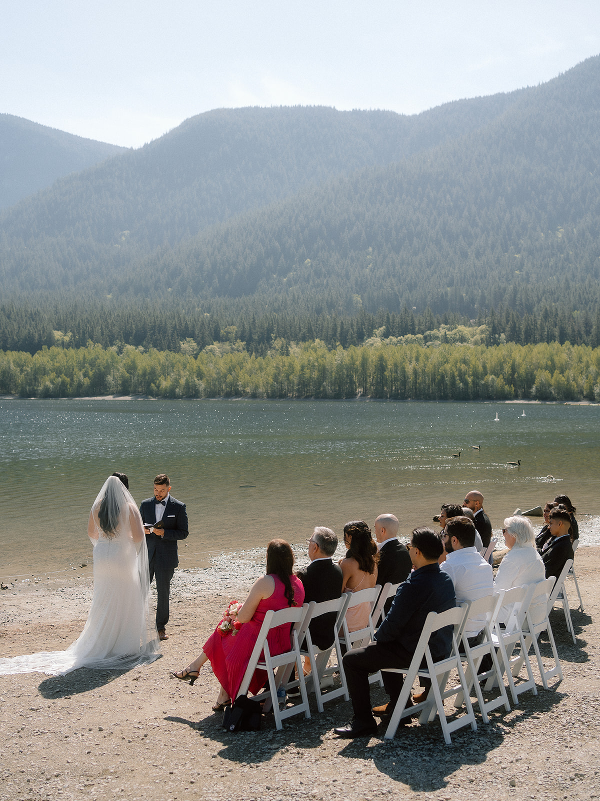 Elopement ceremony by Alouette lake in Golden Ears Park British Columbia