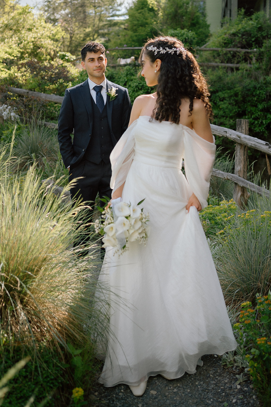 Couple walking at their wedding day captured by Vancouver Wedding Photographer